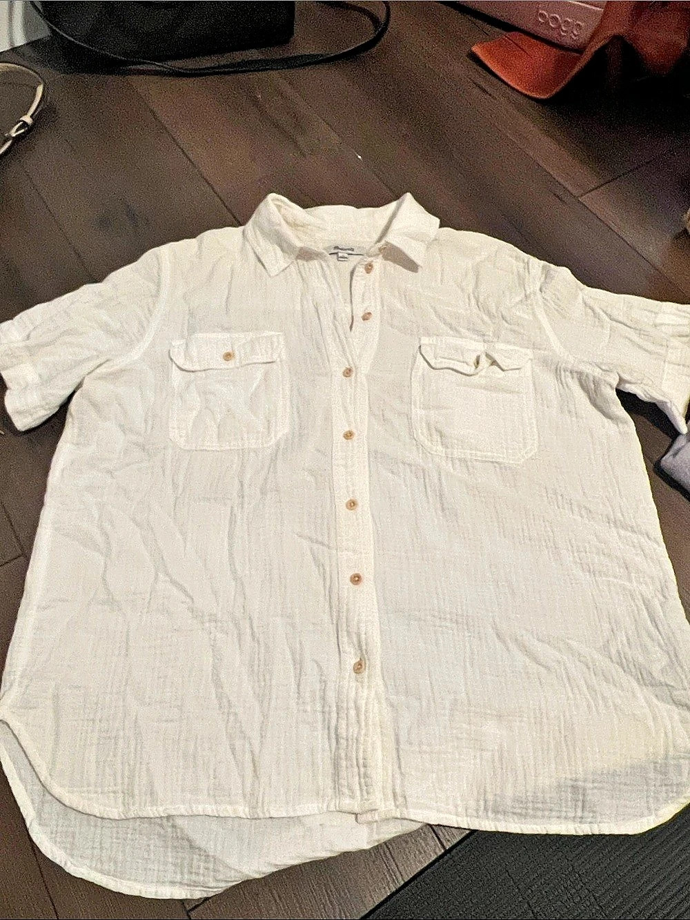 Madewell Lightspun Short-Sleeve Flap-Pocket Shirt